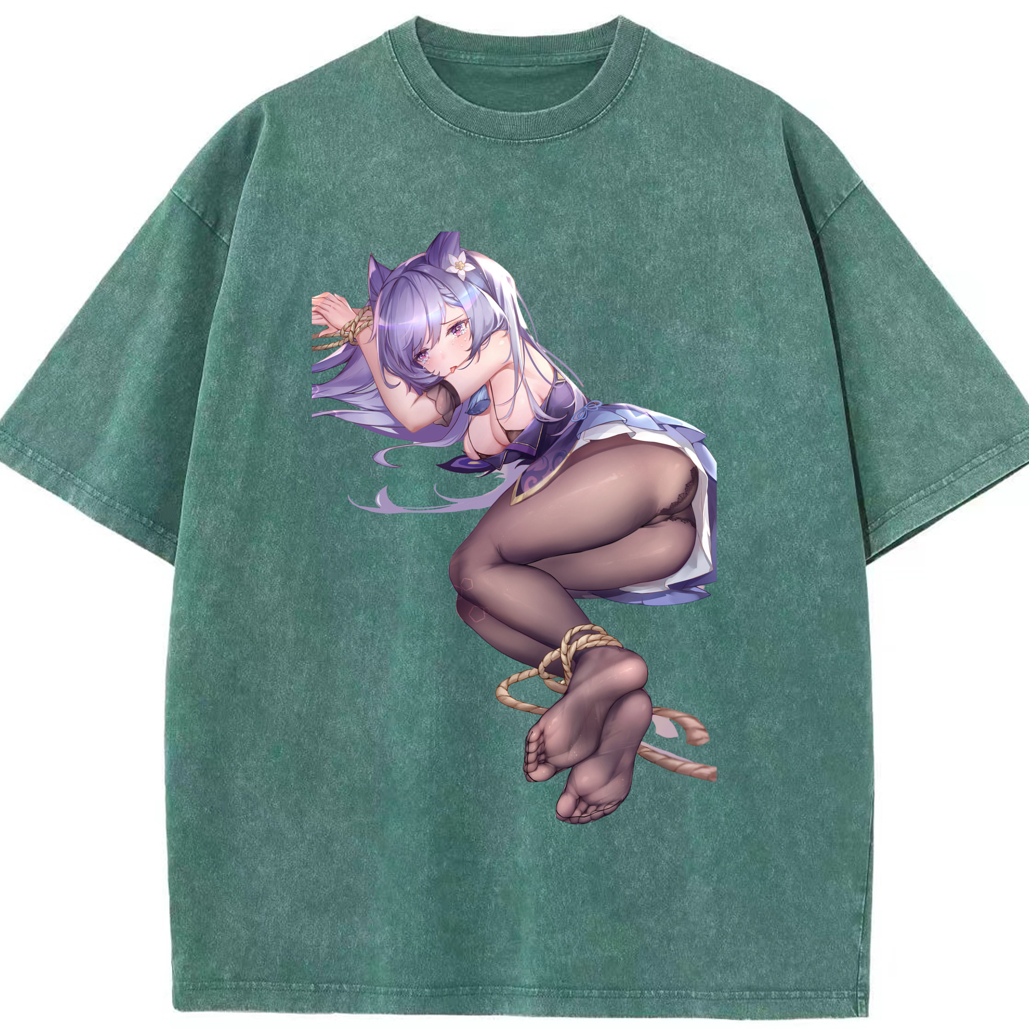げんし神 刻晴 こくせい genshin Kokusei 綿100% ヴィンテージ風 半袖Tシャツ（フロントプリント）